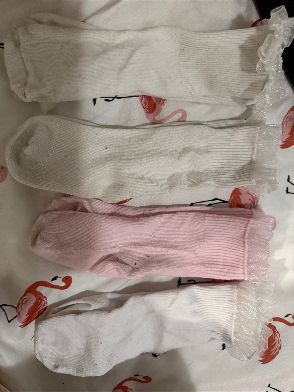 Girls' Pink and White Frilled cute Socks 12-18 months